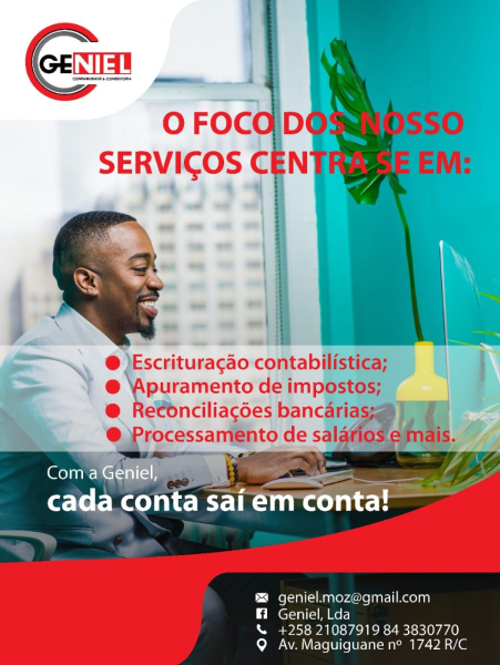 ASSESSORIA CONTABILÍSTICA E FISCAL Desde a determinação do melhor regime tributário para o seu negócio á gerência das obrigações fiscais, a Geniel oferece um acompanhamento personalizado.  Agende uma consulta connosco.