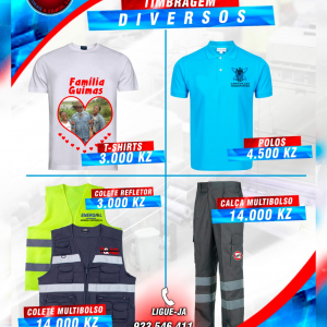 Timbragem/bordados Tudo personalizado ao seu gosto, t-hirts,polos,calças,coletes,etc