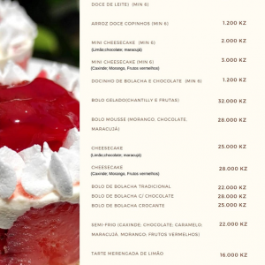 PREÇOS DE Sobremesas
