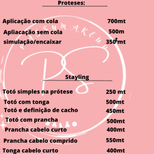 SERVIÇOS DE BELEZA _ TABELA DE PREÇOS
