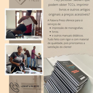SERVIÇOS _ Somos especializados em: • Impressão de livros - Tamanhos A4, A5 & Pocket Book (A6); • Impressão de Trabalhos TCC - Encadernação; - Laminação de capas