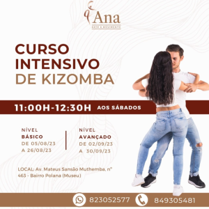 A Academia de Dança Ana Arte & Movimento, apresenta o Curso Intensivo de Kizomba.