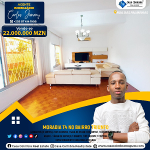 Vende-se Moradia T3 no Triunfo a 22.000.000.00.mzn