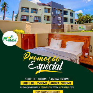 PROMOÇÃO ESPECIAL ✅* _ Mikas Residencial Traz até si_ *_PROMOÇÃO ESPECIAL :_* *Suite de: ~4000MT~ Agora 3500MT,* *Suíte de: ~3500MT~/Agora:3000MT*