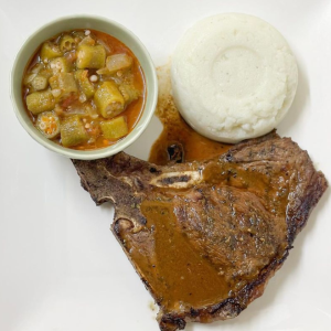 T-Bone com xima e quiabos