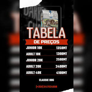 TABELA PREÇOS rações para cães,