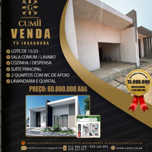 T3 MODELO TOSCO (INACABADA) - As casas serão entregues com alvenarias terminadas, cobertura em Laje