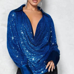 Blusa gola drapeada  Cor Azul Tamanho S 7mil