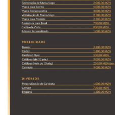 Tabela de Preços • Design Gráfico