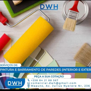 Nossos serviços: Pinturas e barramento de paredes exteriores e interiores.