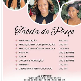 TABELA DE PREÇOS