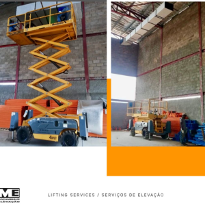 SERVIÇOS _ scissor lift is a mobile scaffold used to raise people and materials.