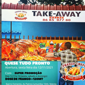 Temos: hamburguer, prego, Brian, guisados acompanhados com apas, arroz ou xima e muito mais...