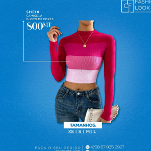 Camisola feminina bloco de cores, confortável e de alta qualidade!